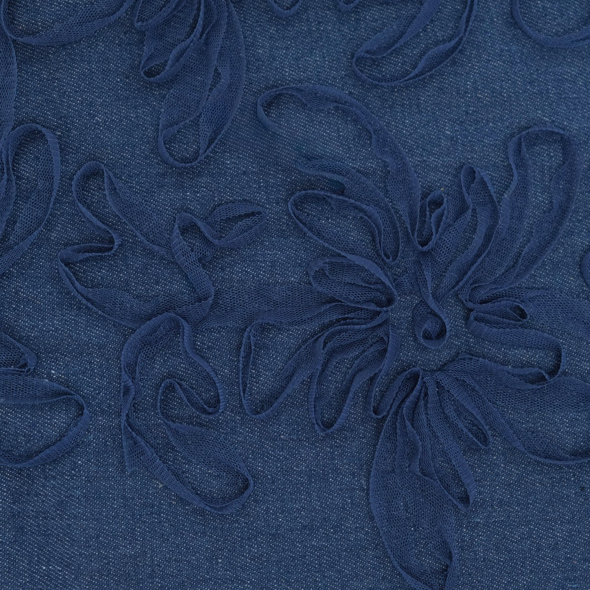 Vestido de encaje y tul Suzon azul medio - Maison Klem